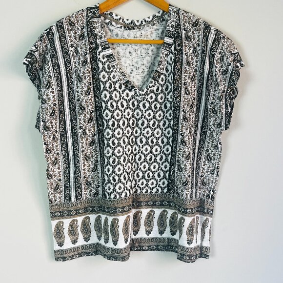 Lucky Brand Paislet Tee Top Small - Picture 1 of 5